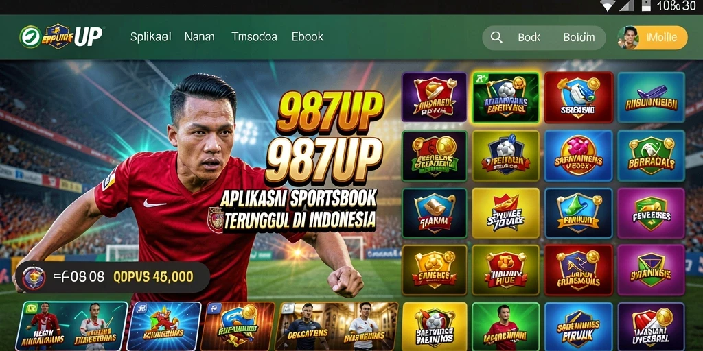 Screenshot utama 987UP menampilkan antarmuka taruhan olahraga.