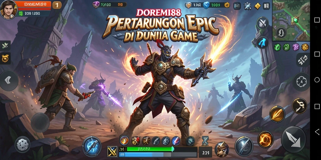 Screenshot gameplay Fighting DOREMI88 dengan aksi pertarungan intens.