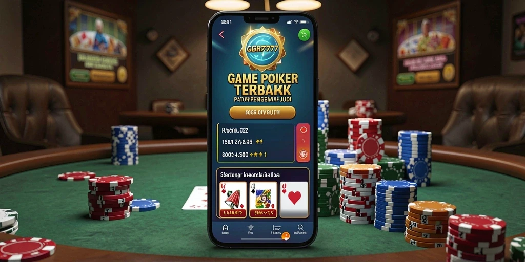 Tampilan layar permainan poker yang seru dan mendebarkan.
