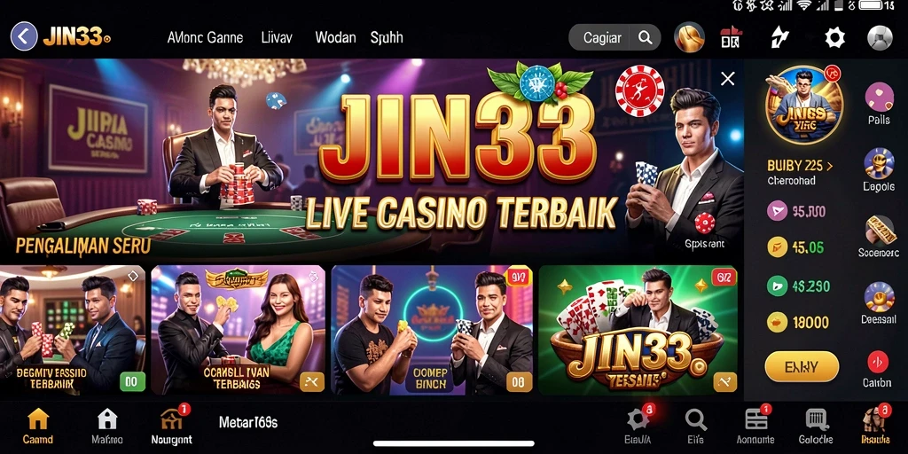 Screenshot gameplay JIN33 menampilkan dealer profesional dan interaksi langsung dengan pemain.