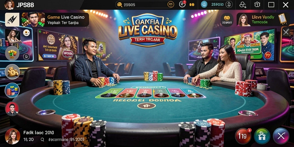 Tampilan gameplay menarik di JPS88 yang menampilkan dealer langsung.