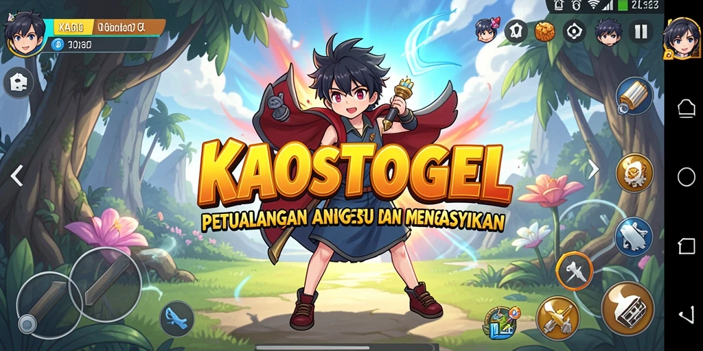 Tangkapan layar dari gameplay KAOSTOGEL menunjukkan karakter anime yang penuh aksi.