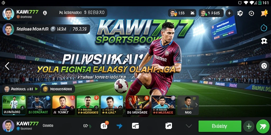 Tampilan utama KAWI777 menunjukkan antarmuka taruhan olahraga yang menarik.