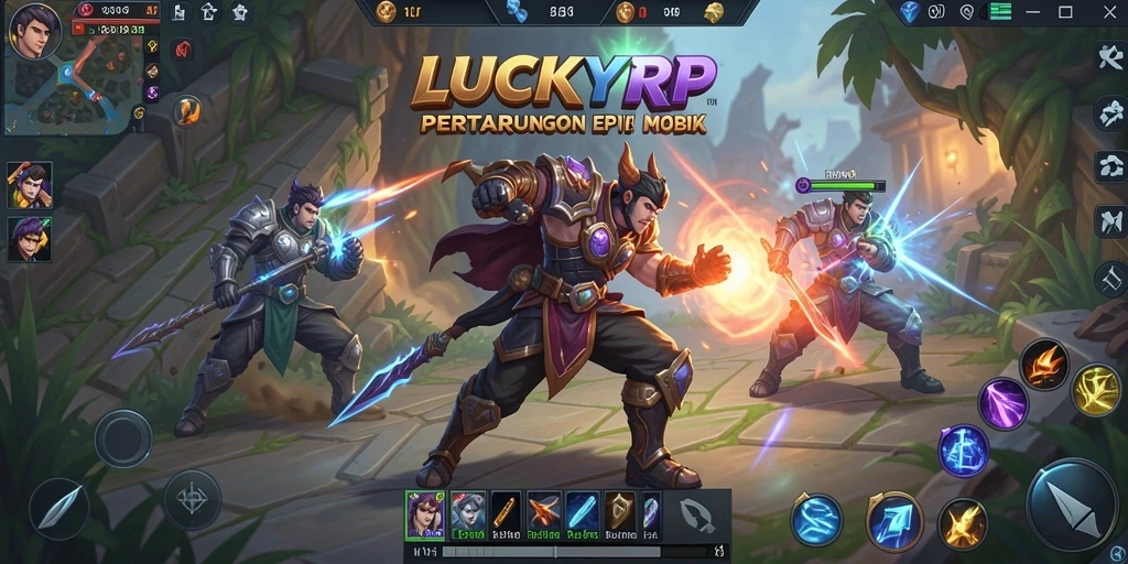 Tampilan seru gameplay LUCKYRP dengan karakter bertempur.