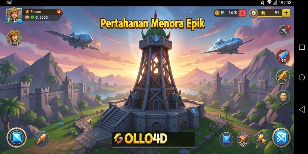 Gameplay intens dalam OLLO4D, menangkan pertempuran Tower Defense.
