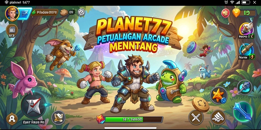Tangkapan layar gameplay PLANET77 dengan aksi seru di dunia Arcade.